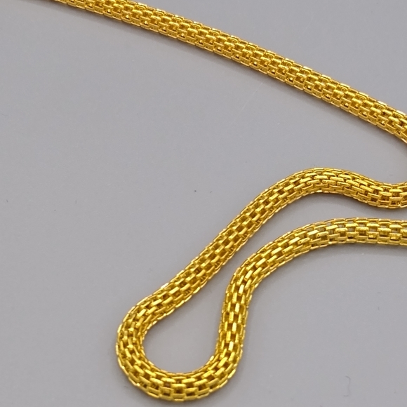 Gold tone Knitted Metal Mesh Rope Chain Necklace - Picture 9 of 12